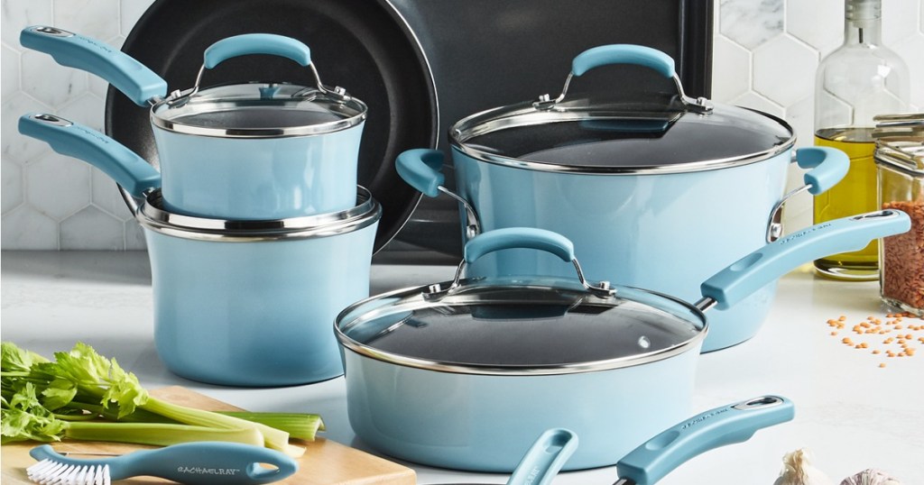 rachael ray cookware set blue