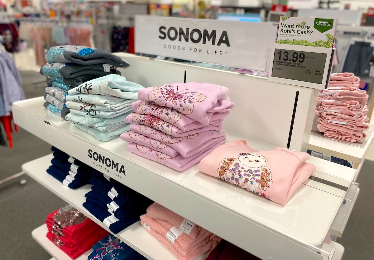 stacks of girls clothes under sonoma goods for life sign in kohls