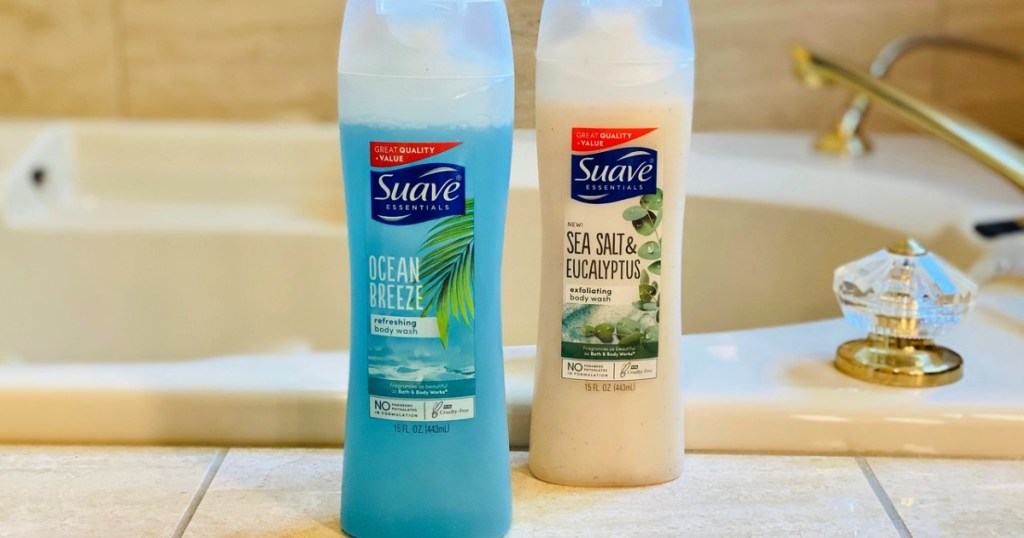 suave body washes on counter