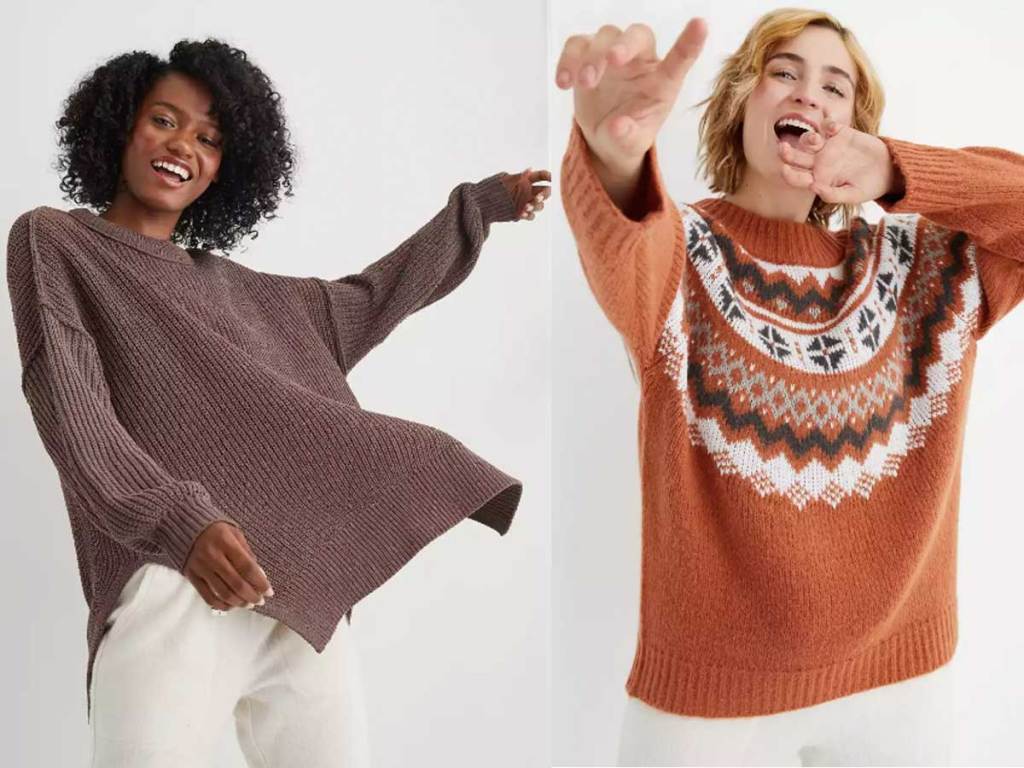 models wearing sweaters