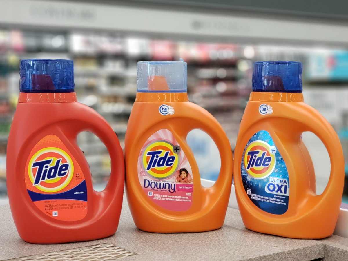 3 bottles of tide liquid detergents