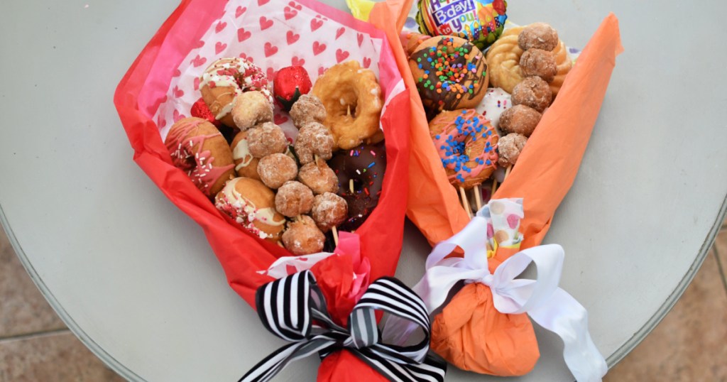 donut bouquets on the table 