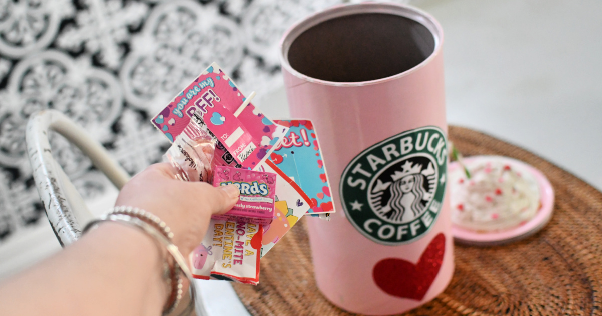 Turn an Oatmeal Container Into a Starbucks Frappuccino Valentine’s Day Box