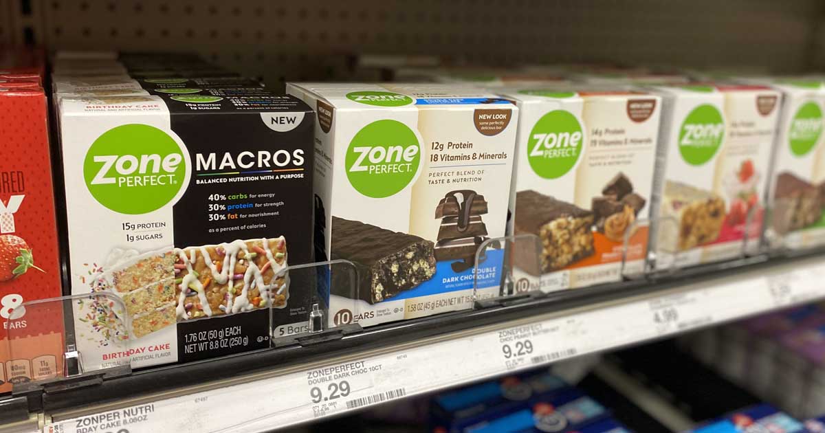 shelf with zone perfect bars on display in store