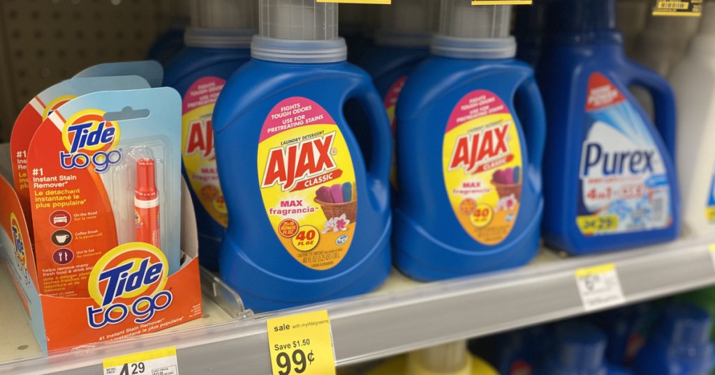 Ajax Laundry Detergent on walgreens shelf