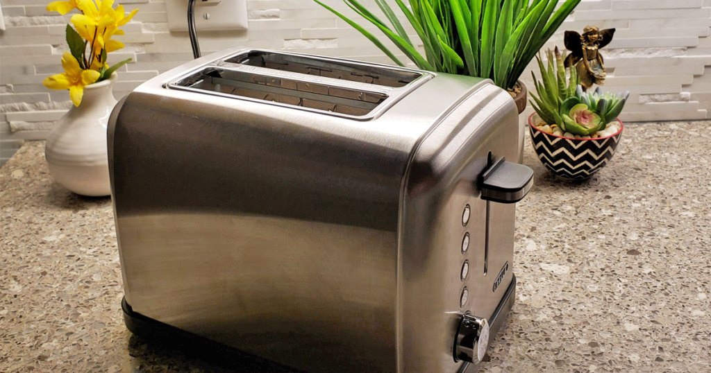 stainless steel toaster on kitchen counter