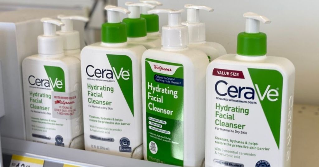 CeraVe Hydrating Facial Cleansers on shelf