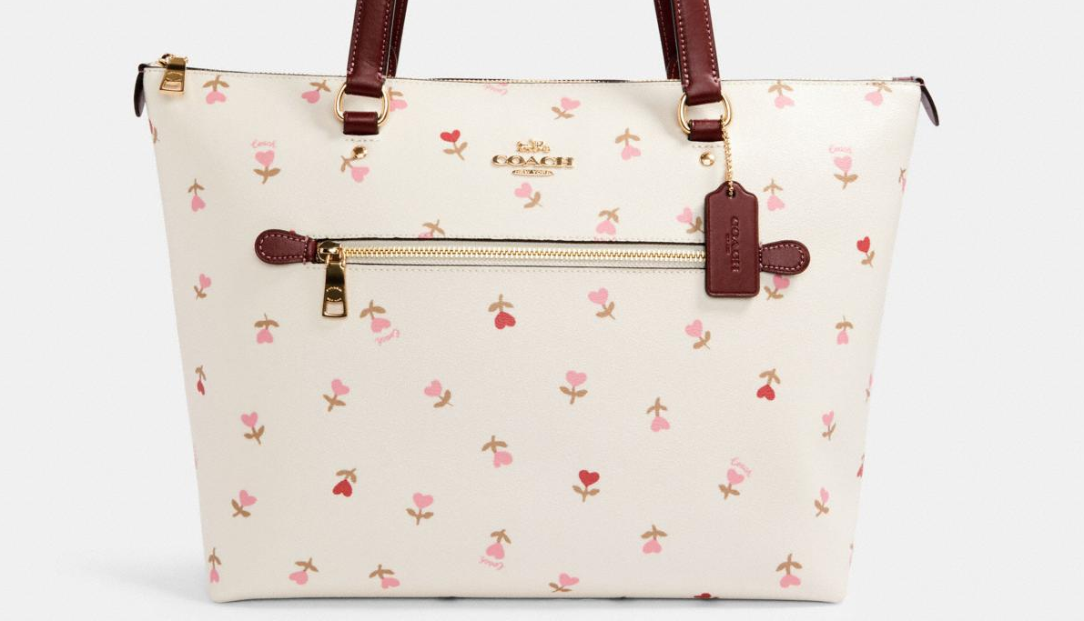 gallery tote with heart floral print