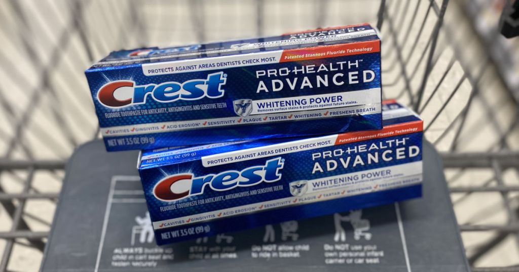 two tubes of toothpaste in cart