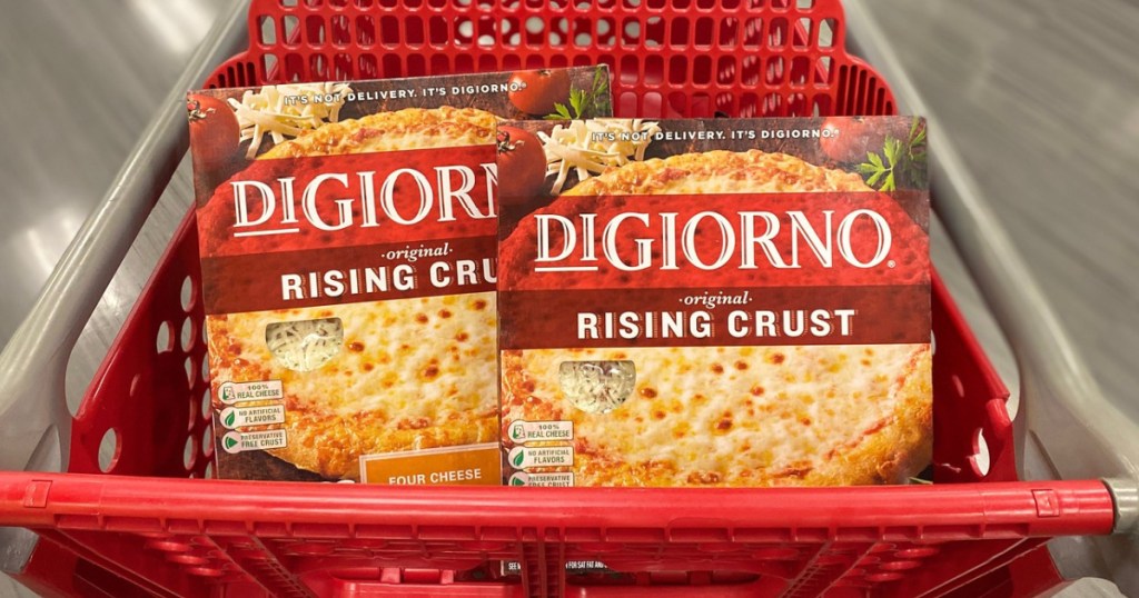 Digiorno Frozen Pizza in a target shopping cart
