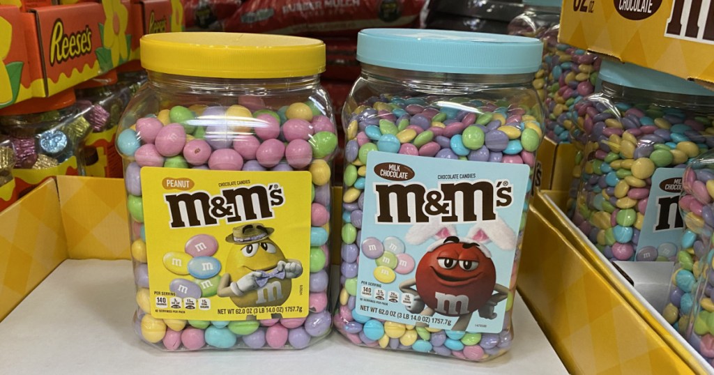 two large jars of easter m&m's at sam's club