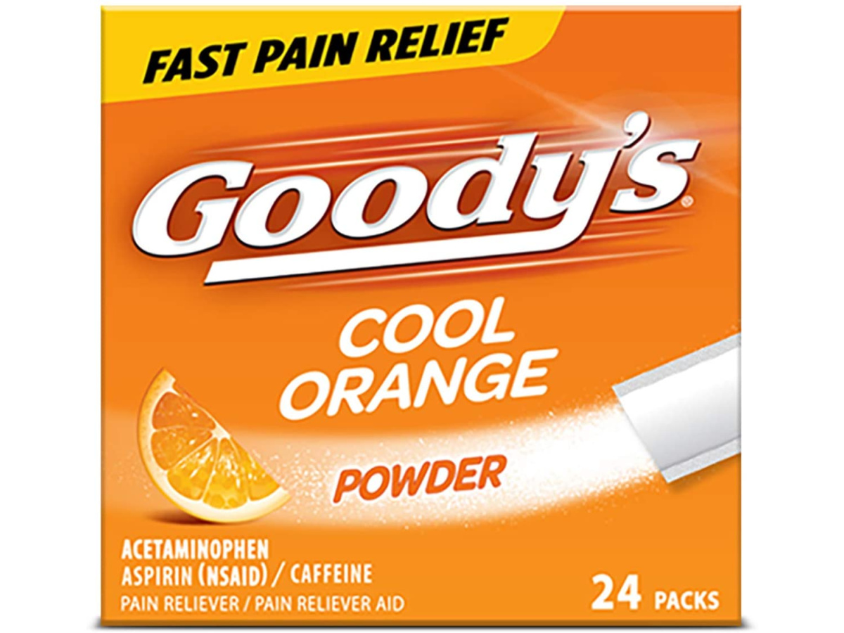 stock image of goodys orange flavored powered pain reliever