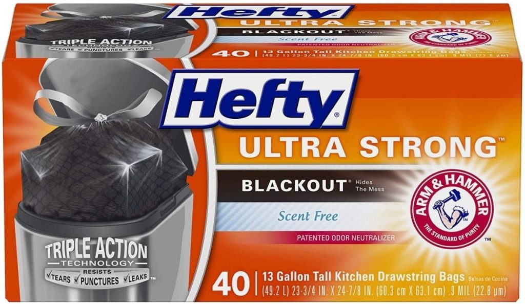 Hefty Ultra Strong Blackout 40-count 13 gallon trash bags