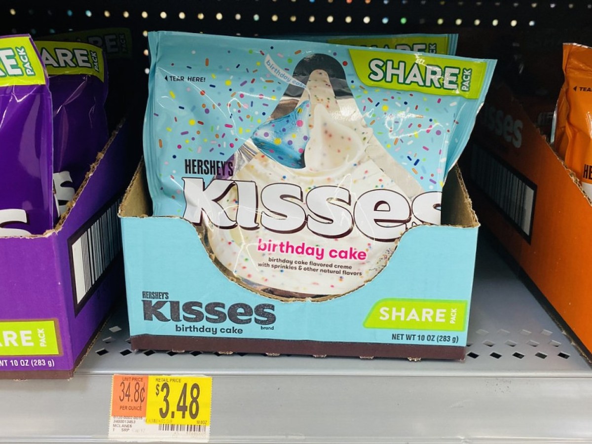 Birthday Cake Hershey's Kisses on shelf at Walmart