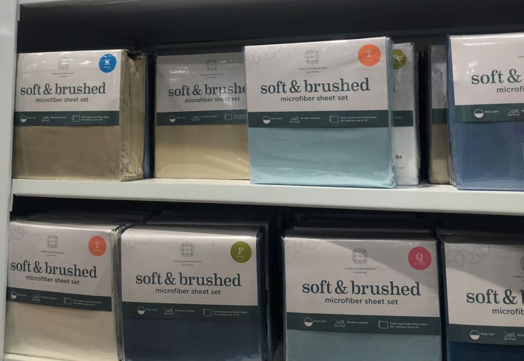 sheets on a shelf at JCPenney