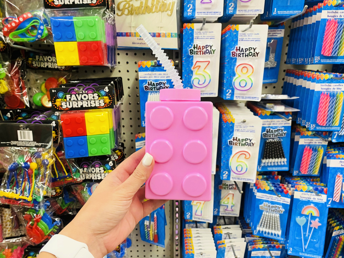 LEGO Shaped Water Bottles w Straws Only 1 at Dollar Tree Fun