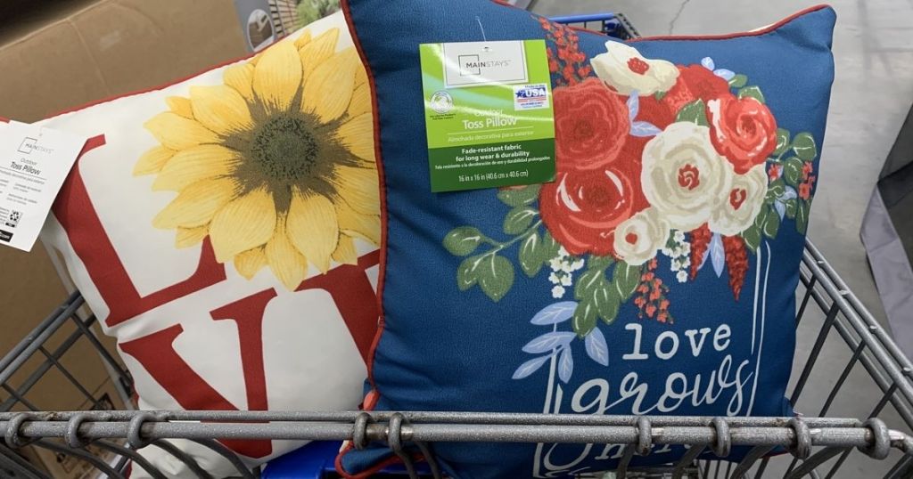 2 Mainstays Love GRows HEre and Love Pillows in Cart