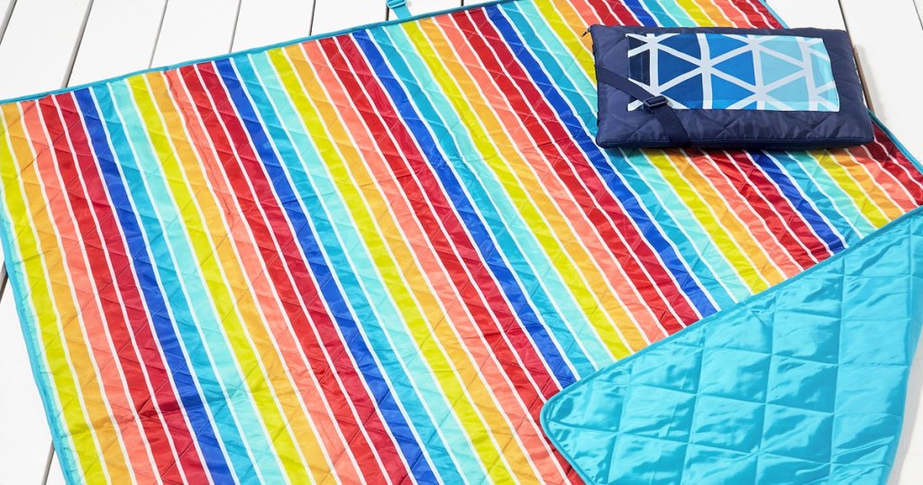 rainbow striped beach blanket