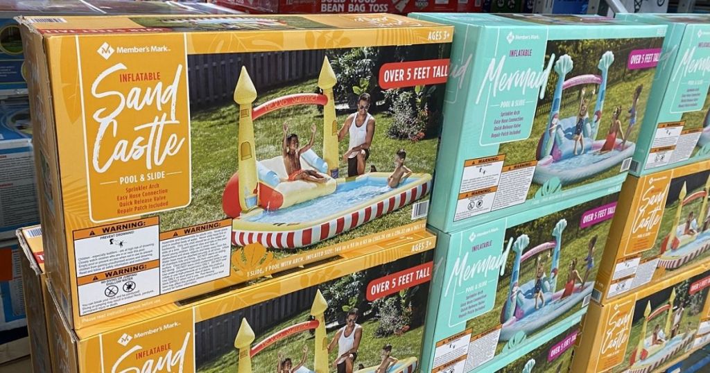Member's Mark Novelty Pool w/ Slide in sand castle and mermaid in box at store