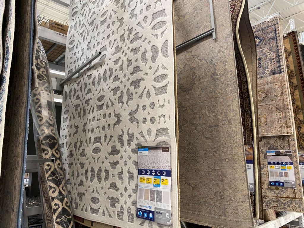 area rugs on display at Lowe's