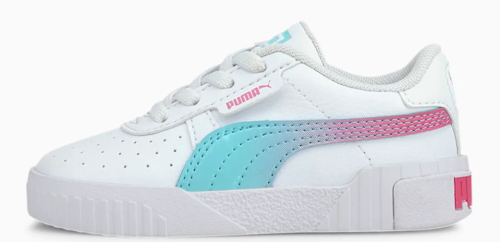 white, blue and pink kids sneaker
