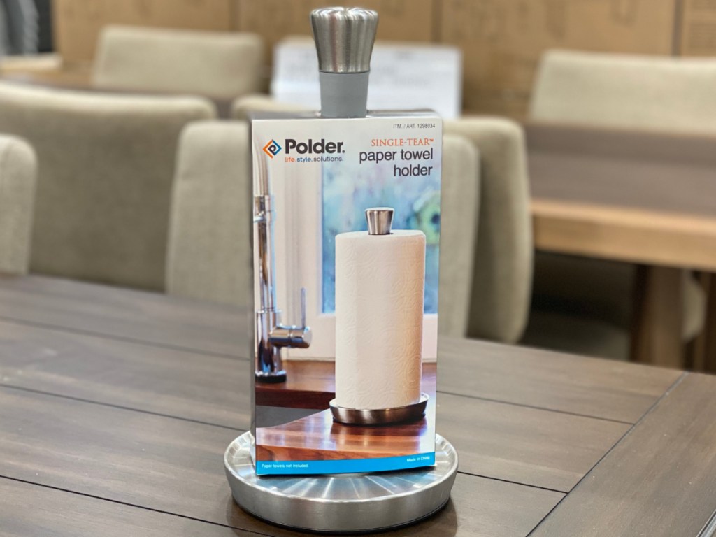 Polder Paper Towel Holder on table at costco