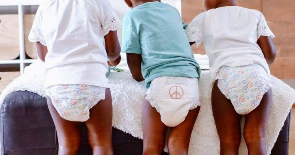 3 toddlers in SEventh Generation Diapers