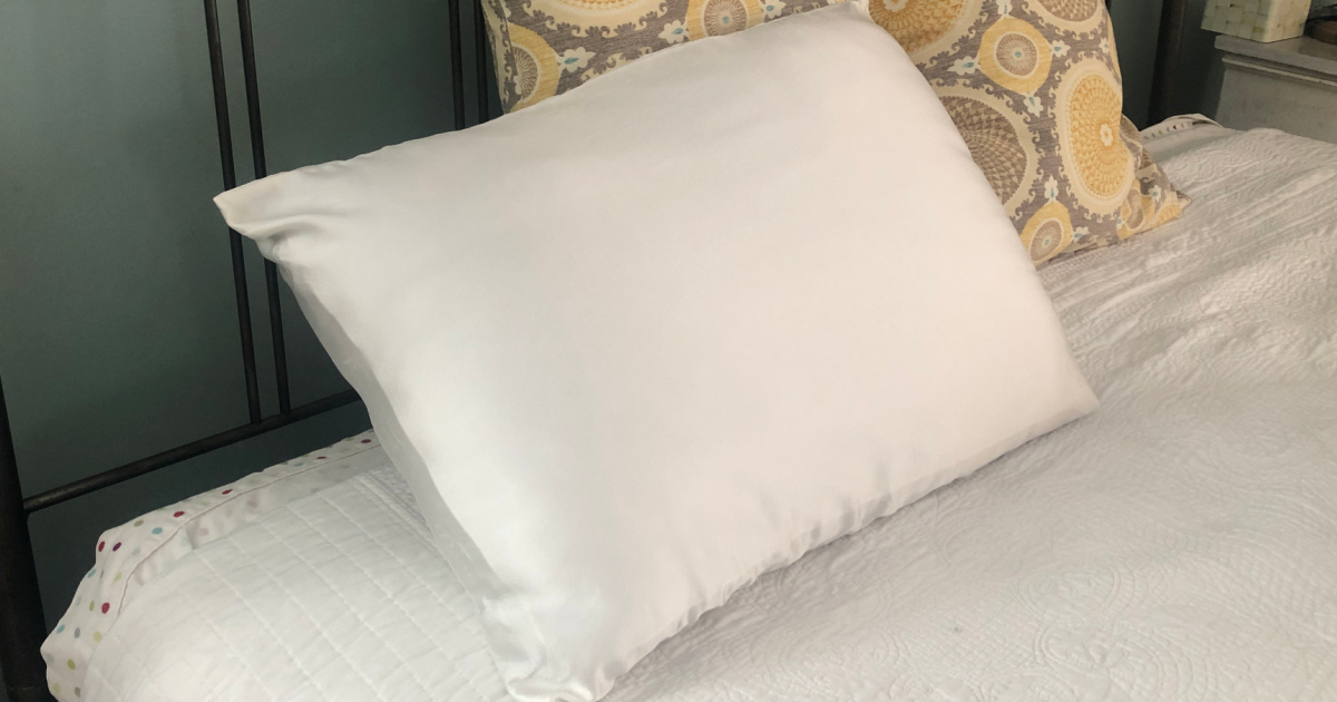 Silk pillowcase on a matching bedspread