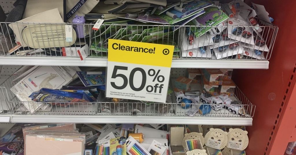 Target Bullseye 50% Off Clearance sign