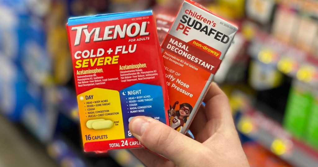 Tylenol and Sudafed Medicine Boxes