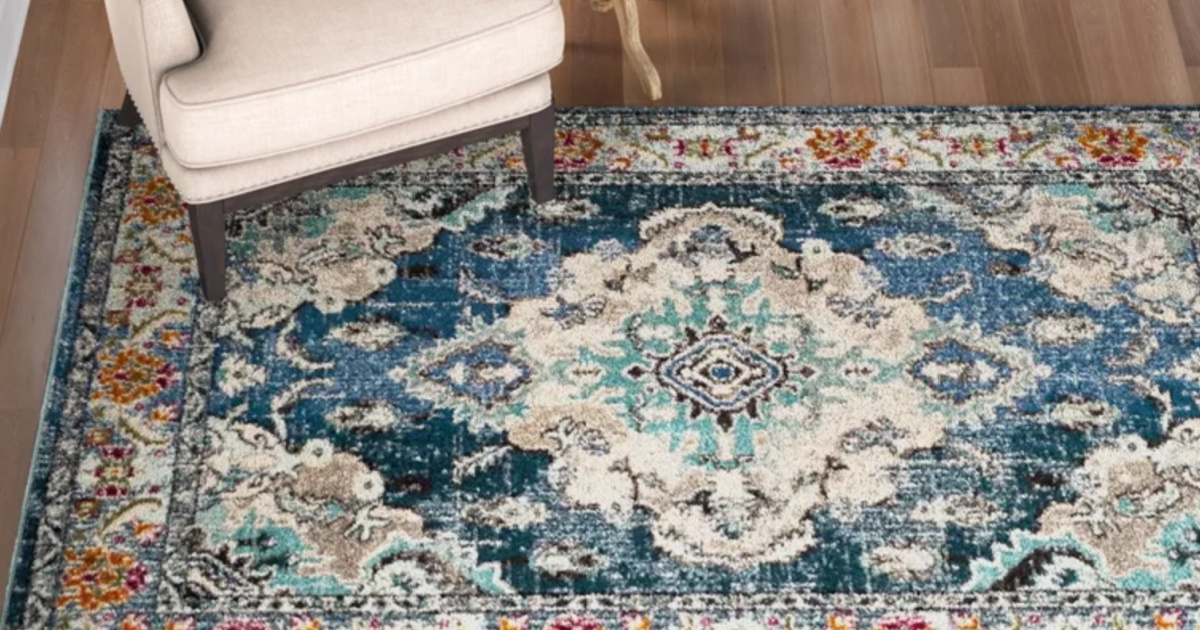 blue floral area rug