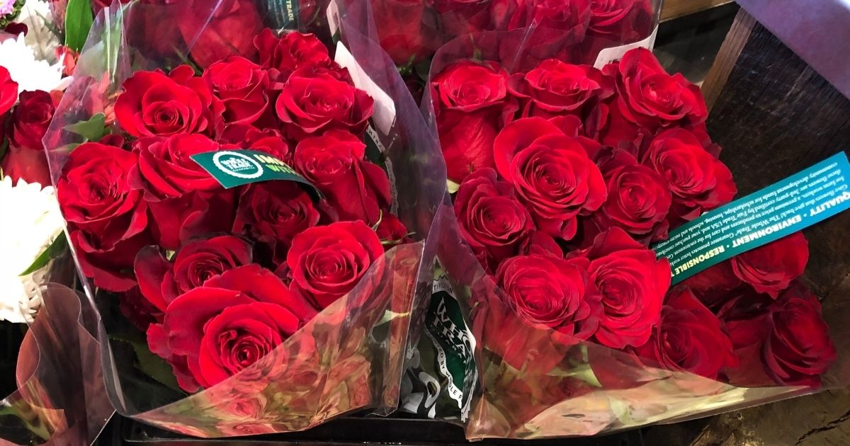 rose bouquets at Whole Foods