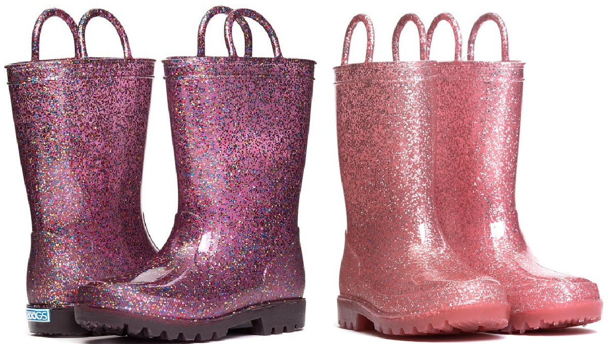 pink sparkle rain boots