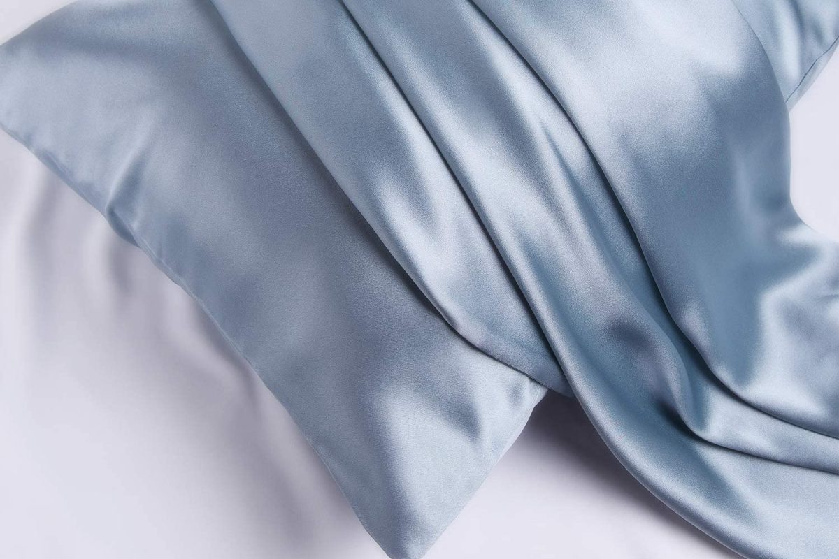 blue silk pillowcase