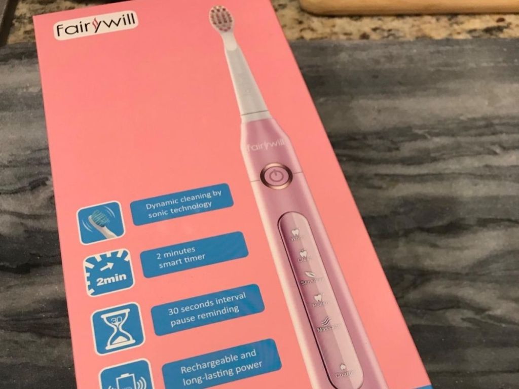 Fairywill pink toothbrush in box