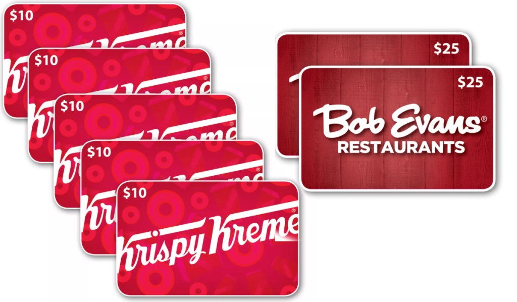 krispy kreme gift cards and bob evans gift cards