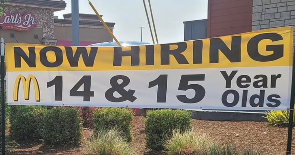14 and 15 year olds hire sign