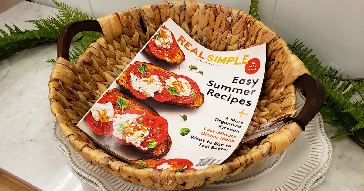 real simple magazine in basket