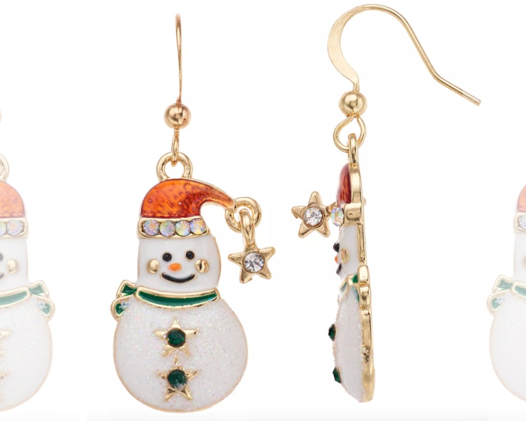 snowman drop earrings