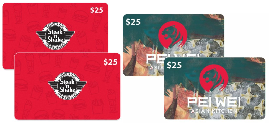 steak n shake gift cards and pei wei gift cards