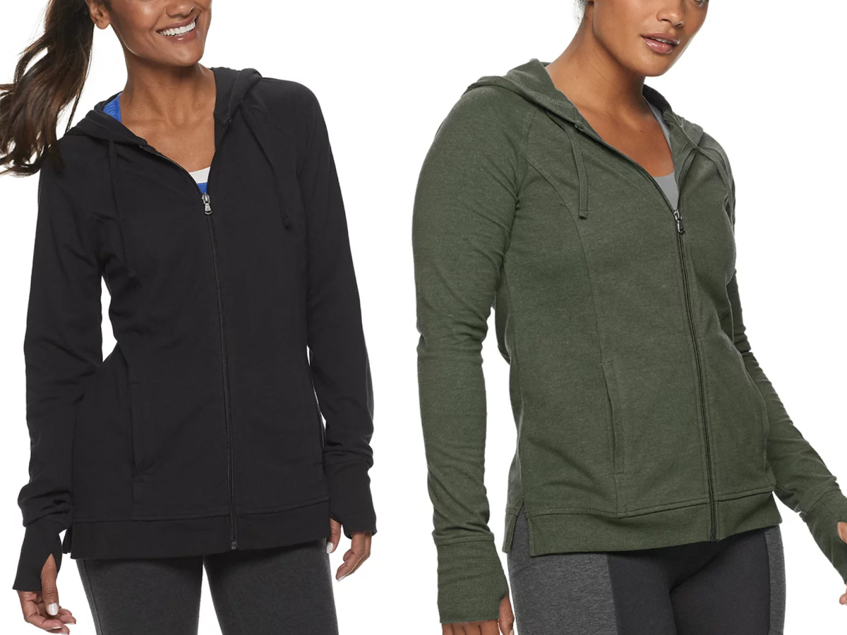 Kohls womens zip up hoodie best sale