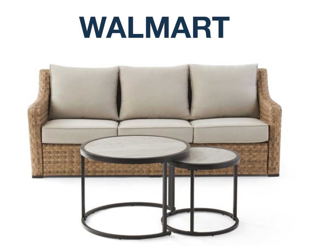 stock photo of wicker couch and nesting tables with walmart 