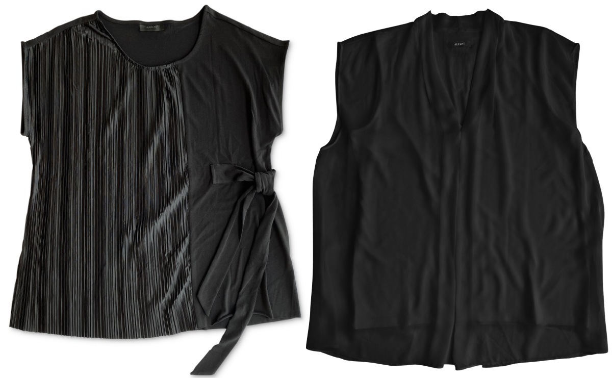 macys womens black tops