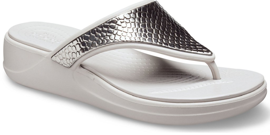 womens crocs wedge sandal silver