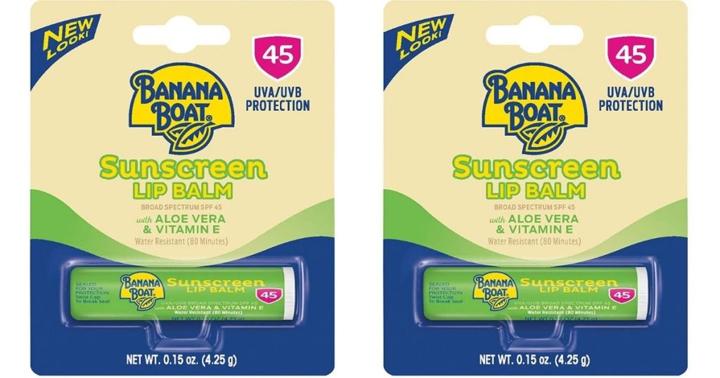 two Banana Boat Sunscreen Lip Balms