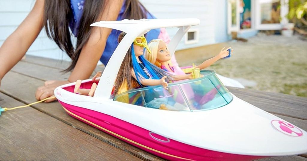 barbie boat with puppy and accessories