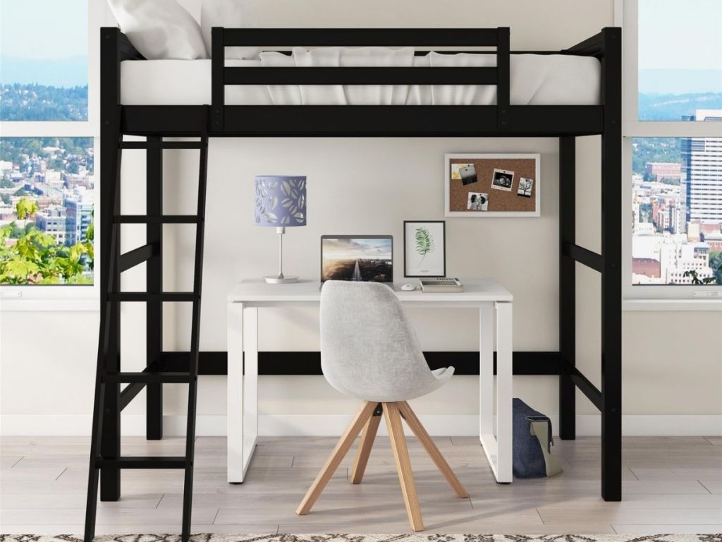 Your Zone Kids Wooden Loft Bed with Ladder