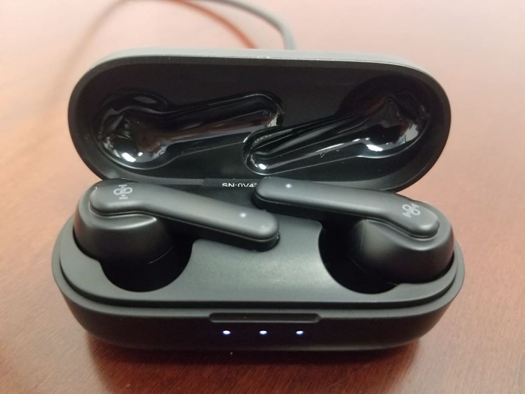 earbuds in a charging case