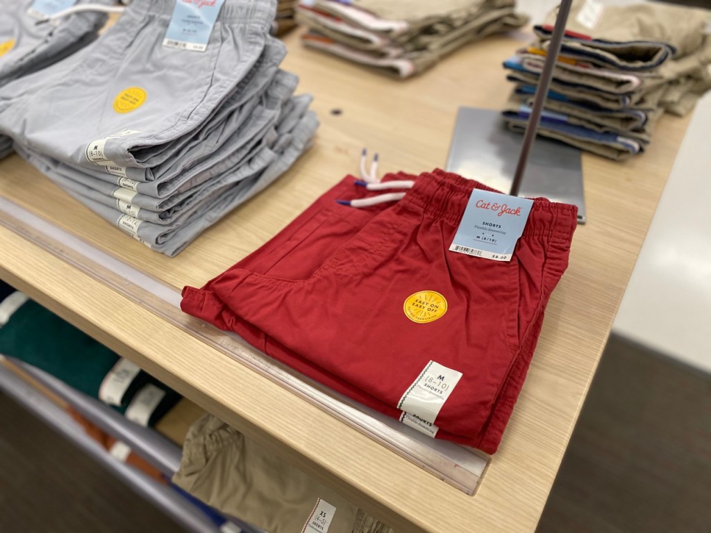 Boys Shorts on display table at Target