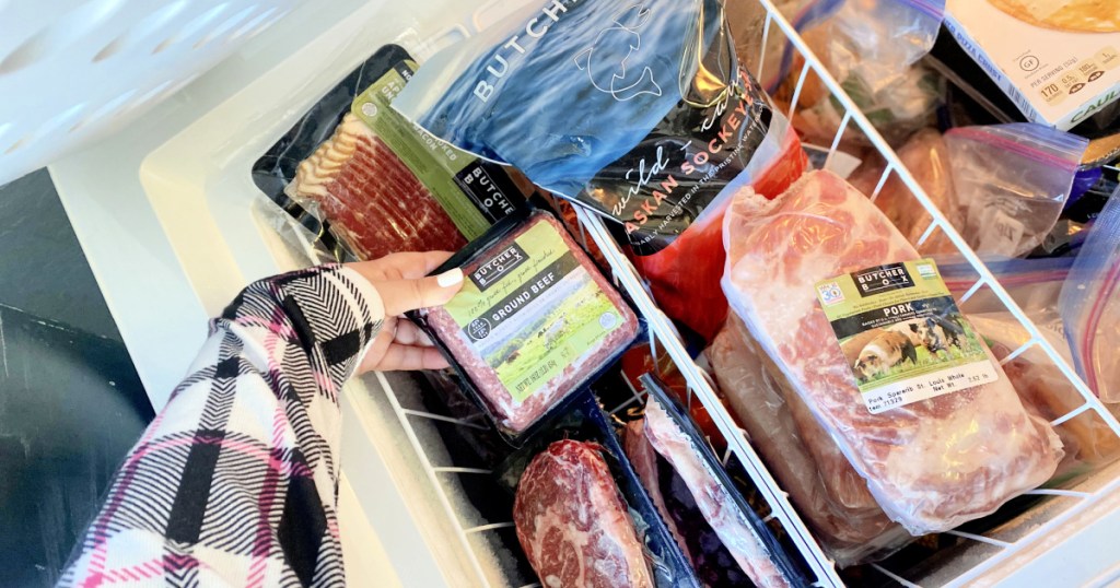 Butcher Box items in the freezer